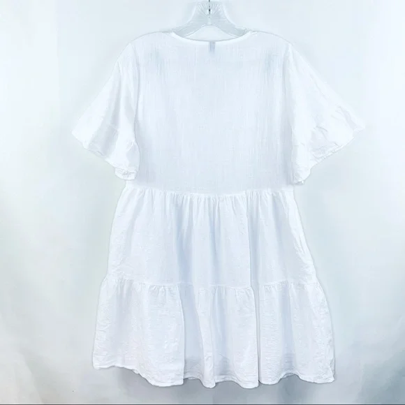 Amazon.com White Summer Swing Dress Tunic Bell Sleeve Tiered Dress Sz S - Picture 10 of 10